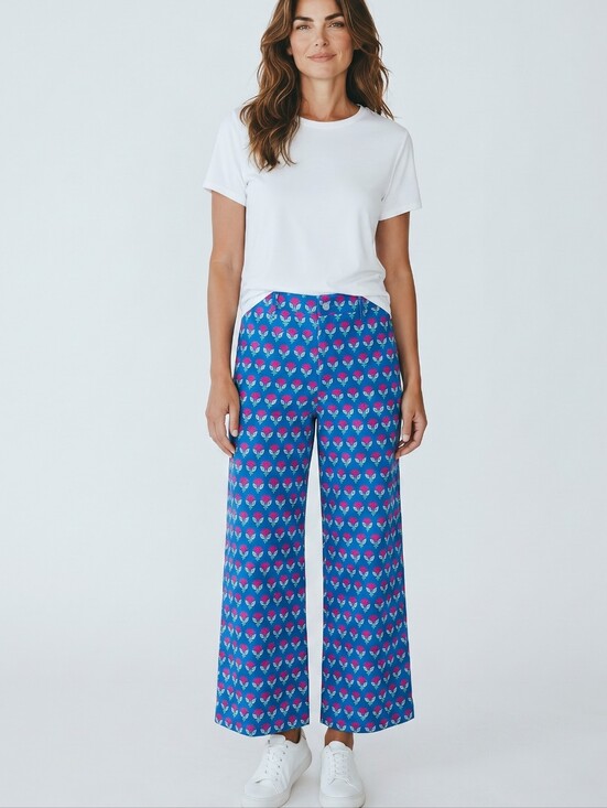 Sz Blockprints Pants - SZ Blockprints Disco Pants in the Waterlily Hot Rose pattern....Size Small